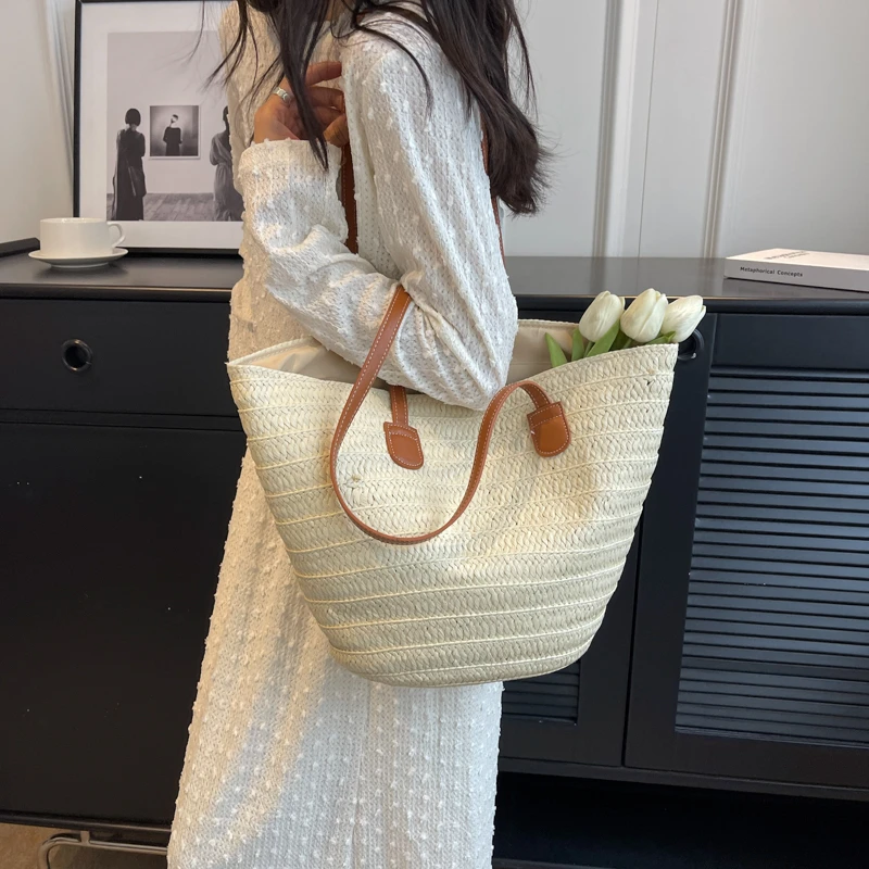 Large Capacity Travel Handbags Women Casual Beach Bags Designer Fashion Shoulder Bag Lady Vintage Solid Top-Handle Bags Tote Sac