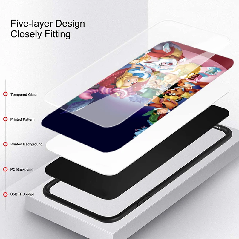 Disney Alice in Wonderland For Samsung S22 S21 S20 FE S10 S10e S9 Note 20 10 Ultra Plus Lite 5G Tempered Glass TPU PhoneCase |