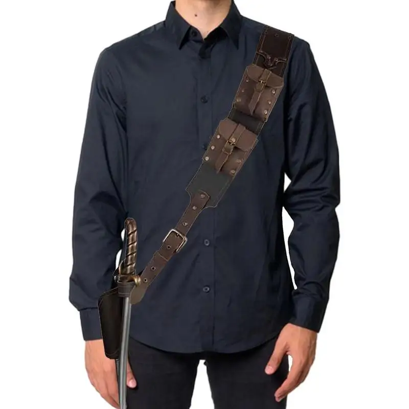 

Pirate Baldric Kit Flintlock Belt Holder Frog Shoulder Belt Holster Bandolier Belt Western Cowboy Buccaneer Holder Gear For Men