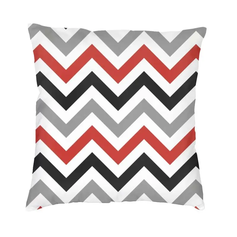 Retro Vintage Zig Zag Stripes Cushion Cover 45x45 cm Modern Geometric Red Black Soft Throw Pillow Case Sofa Decoration Salon