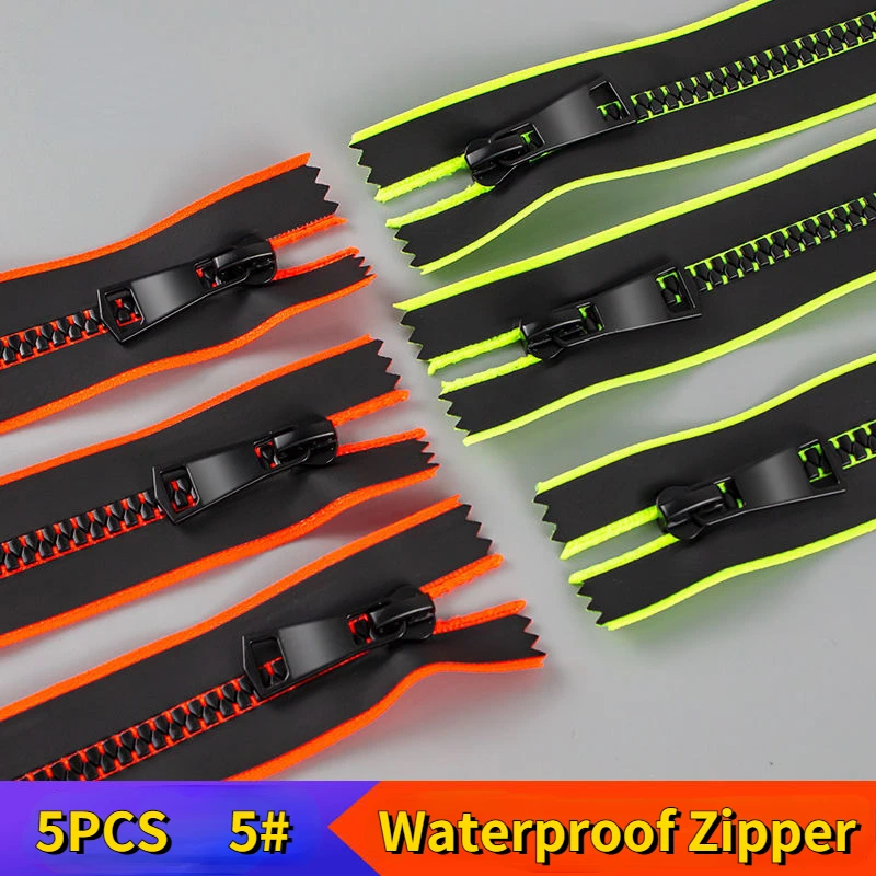 

5pcs 5# Resin Waterproof Zippers Close-end Auto Lock Zippers Suitcase Cosmetic Bag Garment Pocket DIY Apparel Sewing Supplies