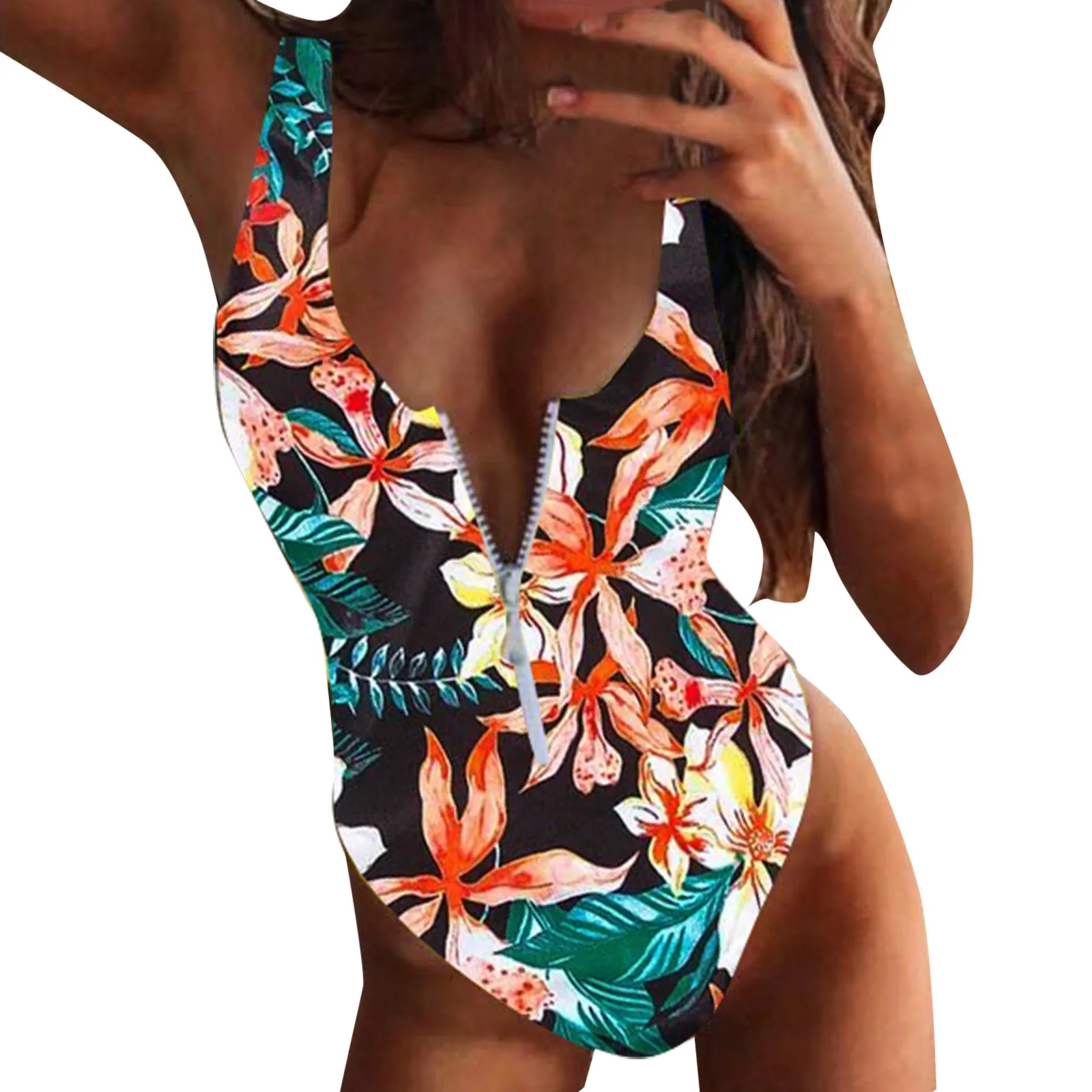 

Push-Up Padded Print Monokini Women Swimwear Bra Zipper Backless Swimwears Bathing Suits for Teens 2 Piece Swimwear