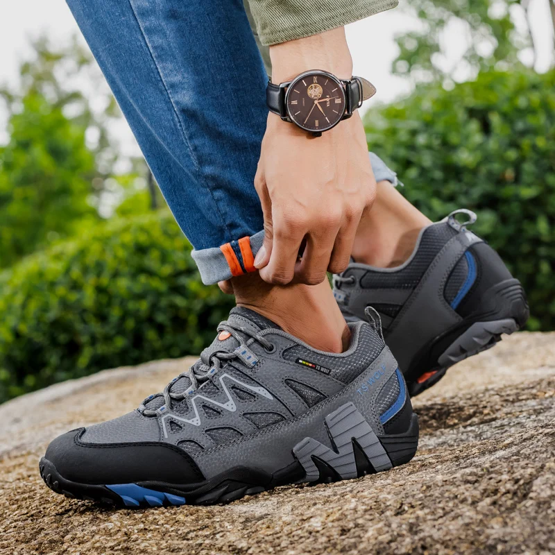 Fashion Hiking Shoes For Men Outdoor Sneakers High-quality Genuine Leather Camping Trekking Shoes Men Breathable Sports Shoes