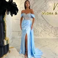 thinyfull formal mermaid prom dresses off shoulder floor length evening cocktail party prom gowns 2022 beadings plus size dubai