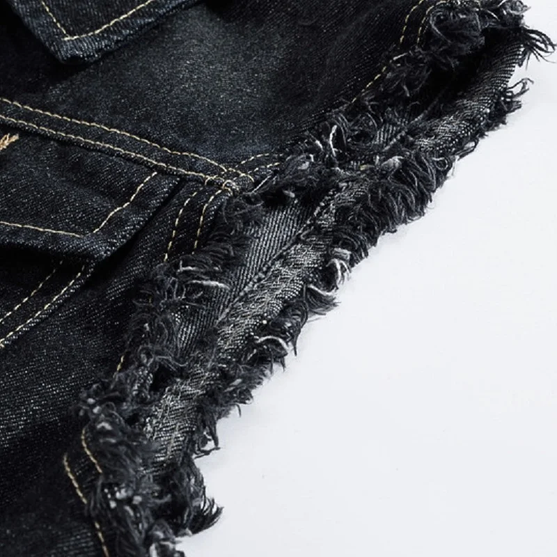 Мужской облегающий трендовый черный джинсовый жилет в Корейском стиле модель