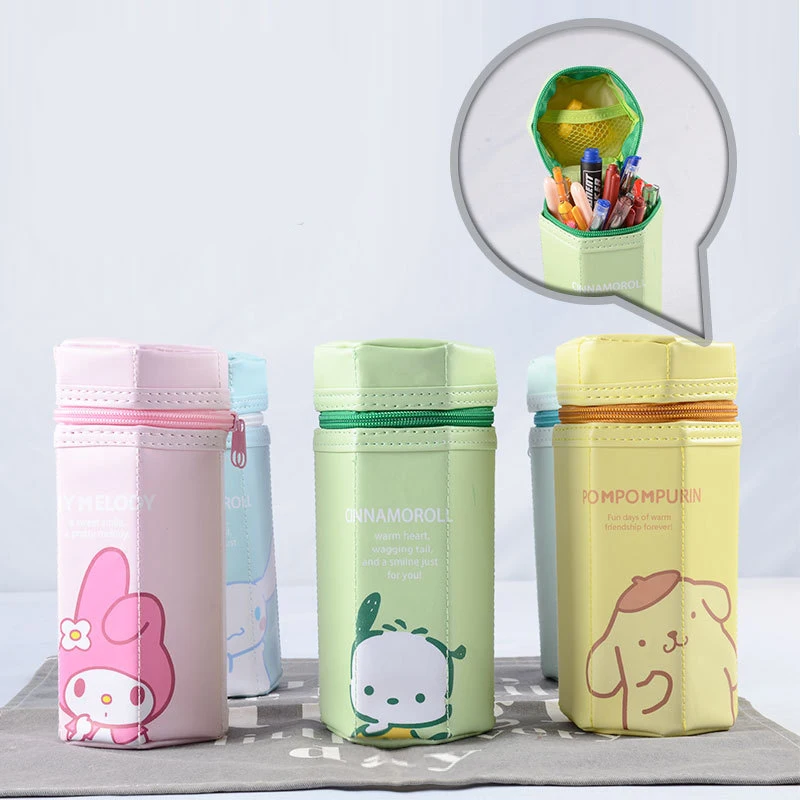 

Sanrioed Vertical Pencil Case Anime Kawaii Sanrios Cinnamoroll My Melody Kuromi for Students Non-Collision Cute Stationery Bag
