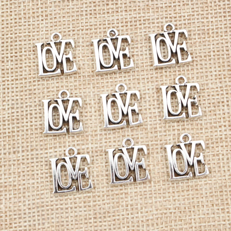 

Подвеска ручной работы с посеребренными буквами LOVE, 20 шт., 15 х13 мм