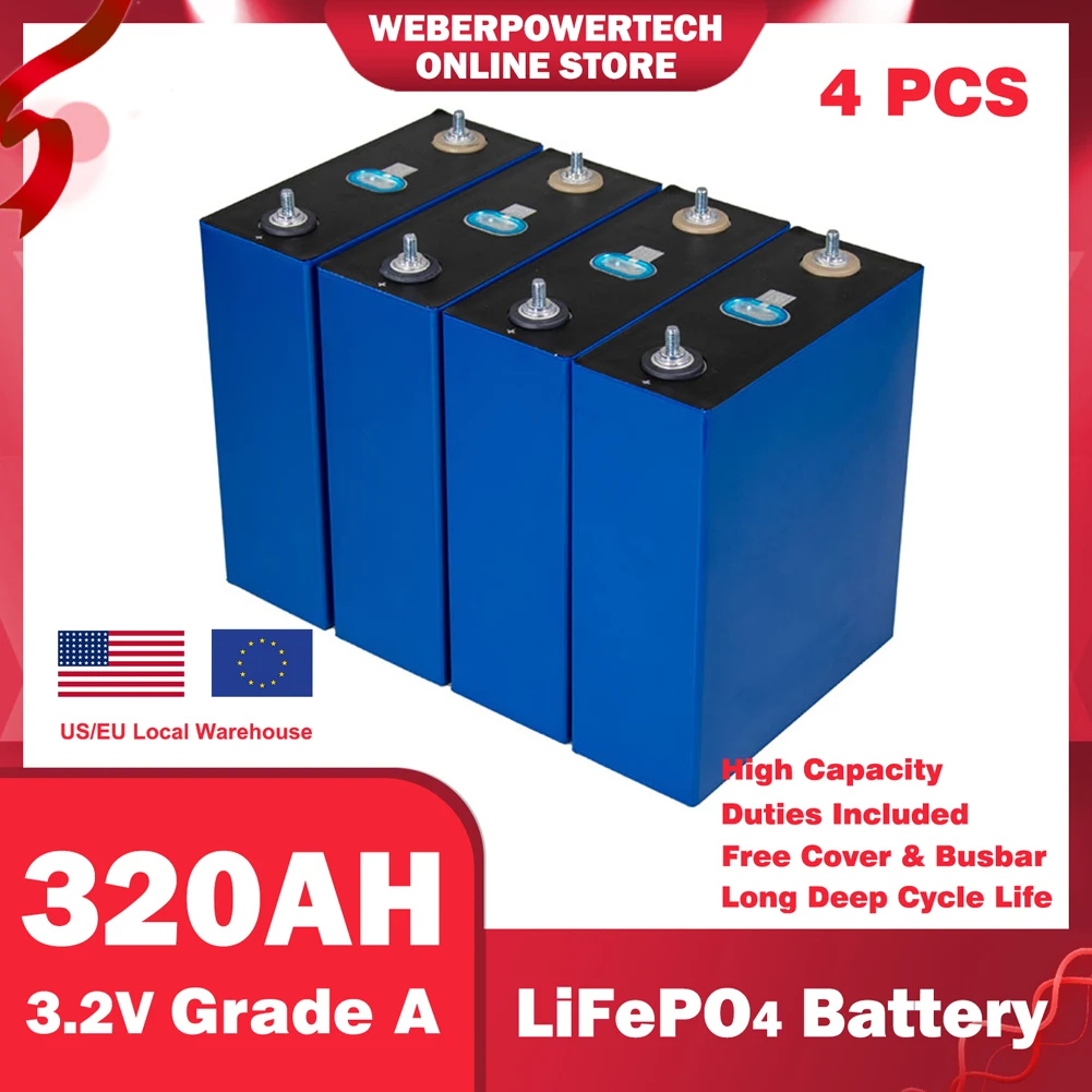 

3.2V 310ah 320Ah LiFePO4 Battery DIY 12V Battery pack for Electric car RV Solar Energy storage system With Busbars EU TAX Free