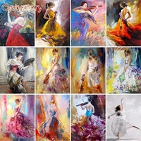 gatyztory oil painting by numbers dancing girl figure picture by number 60x75cm frame handpainted 60x75cm frame home decor photo