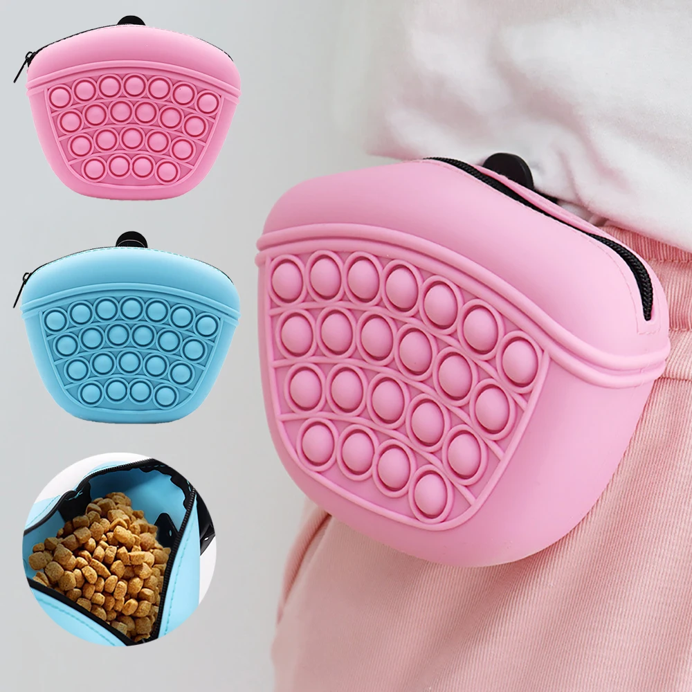 

Portable Pet Snack Bag Silicone Feed Storage Pouch Dog Training Treat Snack Dogs Obedience Outdoor Food Reward Zipper Waist Bags