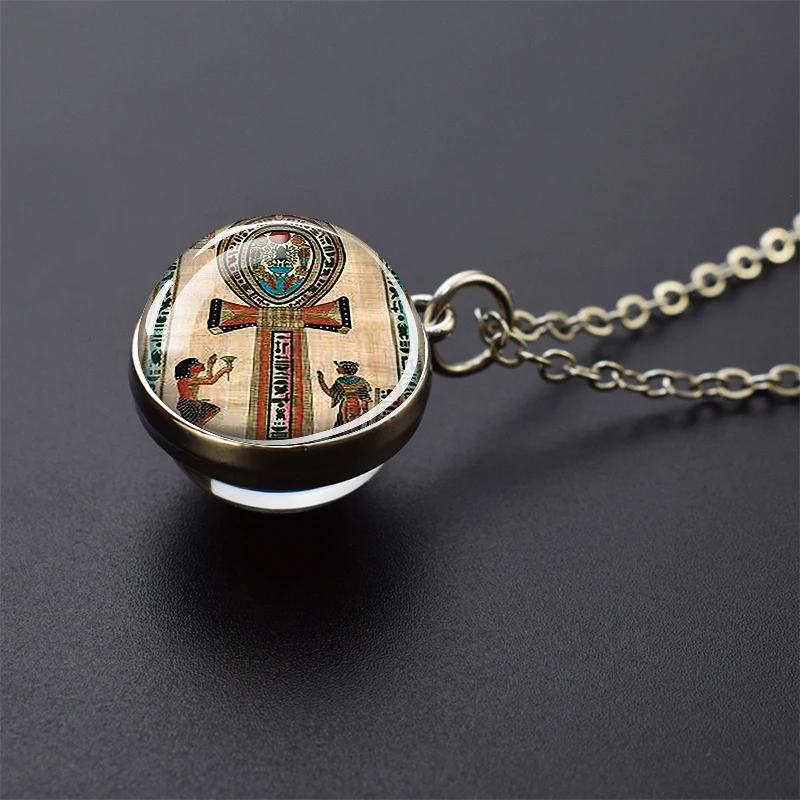 Египетский Анкх ожерелье Древний Египет Анубис стеклянный шар амулет-подвеска