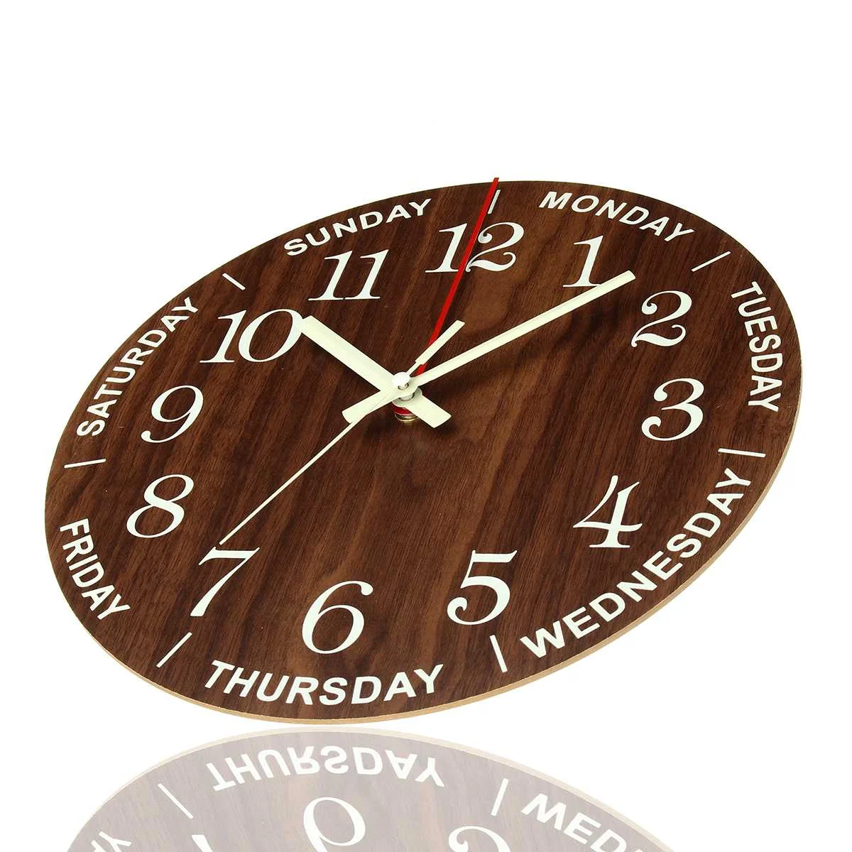 

Luminous Wall Clock,12 Inch Wooden Silent Non-Ticking Kitchen WallClocks With Night Lights For Indoor/Outdoor Living Room