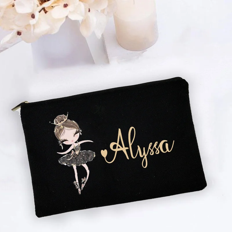 

Personalized Custom Name Makeup Bag Dance Girl Pencil Case Gift for Girls Stationery Supplies Storage Bags Travel Toiletry Pouch