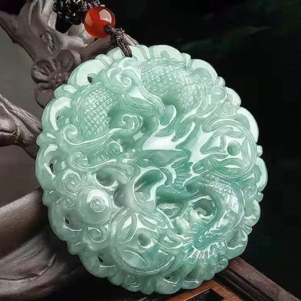 

Natural Jade Jade Jade Rich Round Dragon Pendant for Men and Women All Over The World Joker Pendants