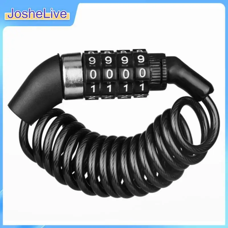 Black Protable Bike Code Lock Anti-prying 4-position Lock Anti-theft Cipher Trunk Abrasion Resistant Wire Rope Chain