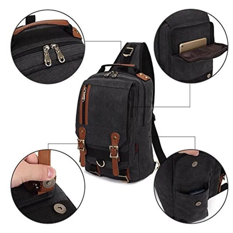 Canvas Messenger Bag Cross Body Shoulder Sling Backpack Travel Hiking Chest Bag