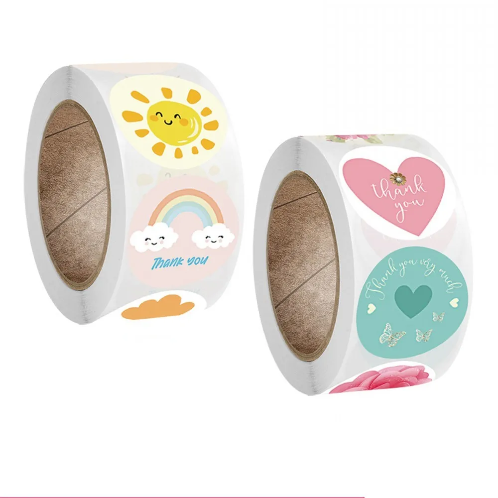 

50-500pcs Floral Thank You Stickers Scrapbooking Label For Gift Decoration Wedding Sticker Package Seal Labels Custom Sticker