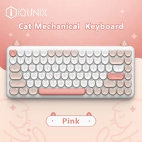 80 keys m80 cat mechanical backlit keyboard bluetooth wireless keyboard metal front panel blue switch computer game accessories