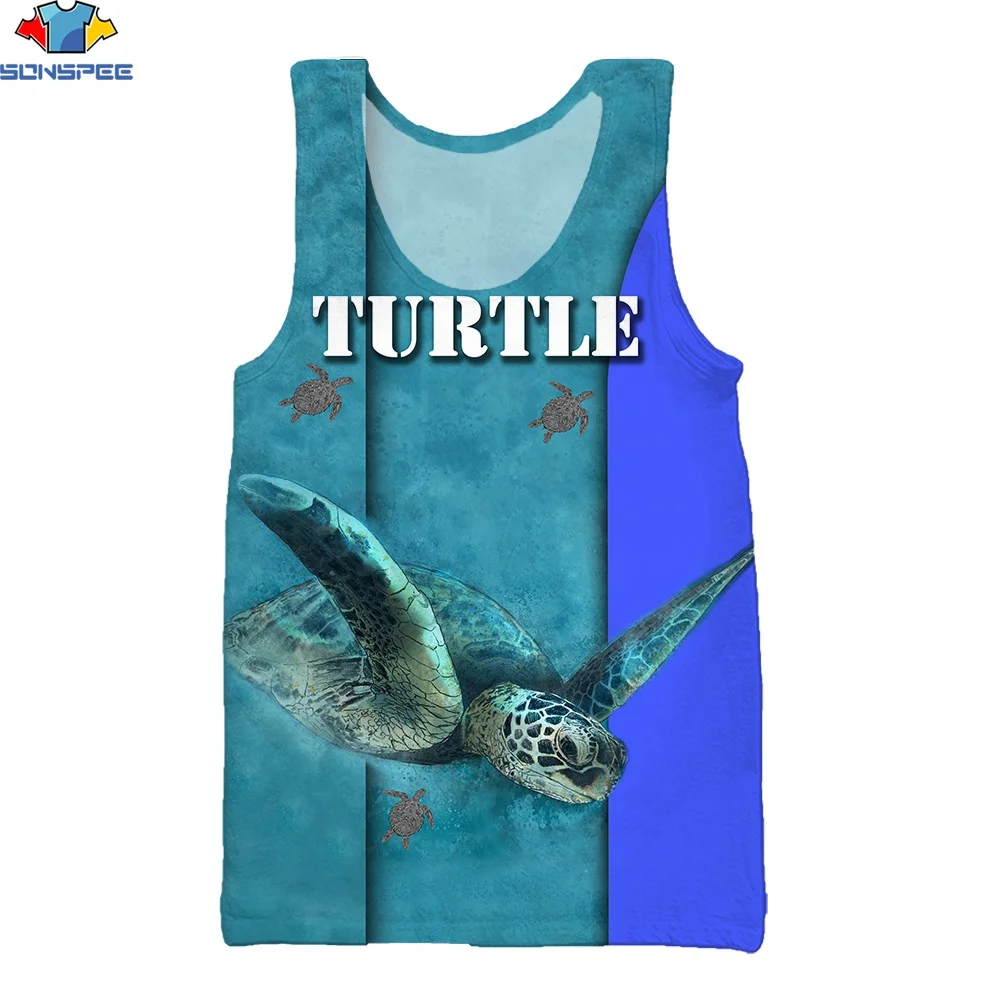 

2022 3d Print Summer Men Women Sleeveless Tank Top Flying Sea Turtle Ocean Diving Undersea Adventure Personality O-neck Vests