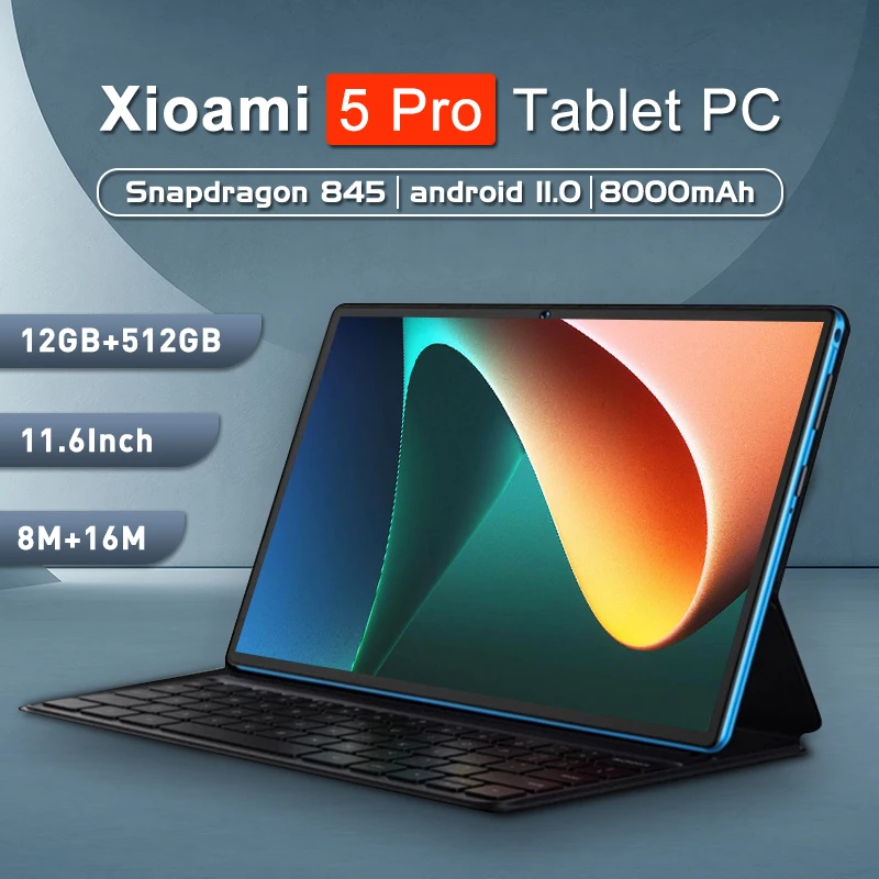 Новинка 2023, оригинальный телефон, планшет 5 Pro, Android 11,0, Snapdragon 845, планшетный ПК, телефон с двумя SIM-картами или Wi-Fi, HD 4K, MI, 8000 мАч
