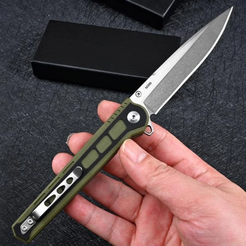 M390 Blade Tactical Folding Knife Dual Color G10 Handle  Outdoor Camping Wilderness Survival Knife Security Defense EDC Tool