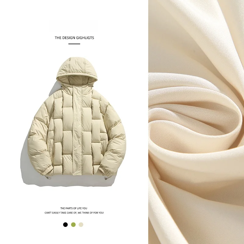 Зеленый пуховик авокадо с хлопковой подкладкой мужская зимняя утолщенная