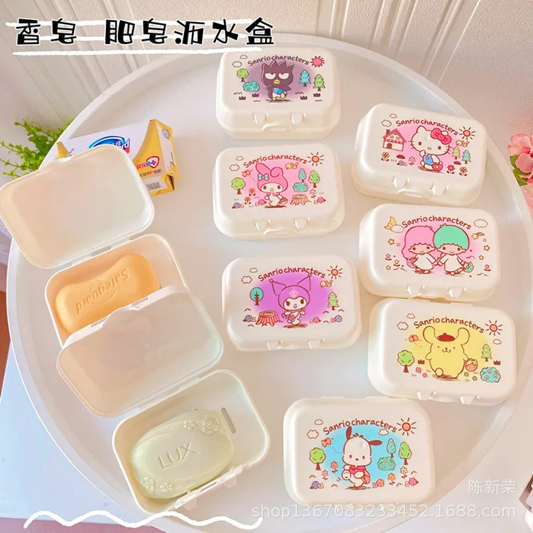 

Cartoon Kuromi Melody Pc Dog Kawaii Anime Flip-Top Soap Box Creative Drain Home Bathroom Toilet Soap Box Daily Necessities Gift