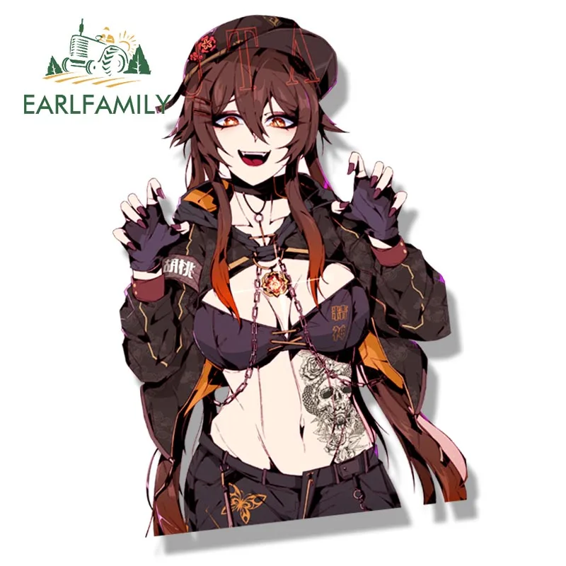 EARLFAMILY тату-девушка хутао фанат Пекер Автомобильная наклейка аниме Genshin удар