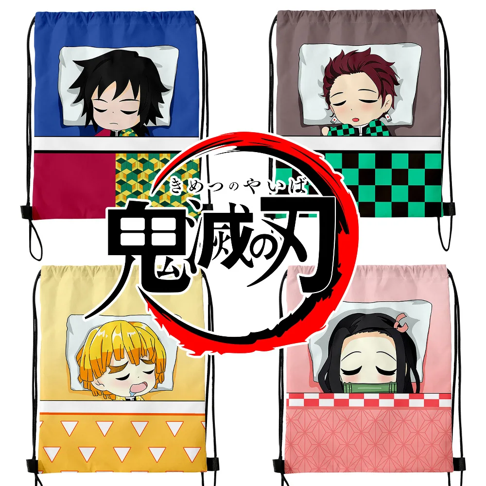 

Женская сумка на шнурке, аниме с 3D принтом, рассекающий демонов, женский рюкзак, киметасу, томиока, гиюу, для косплея