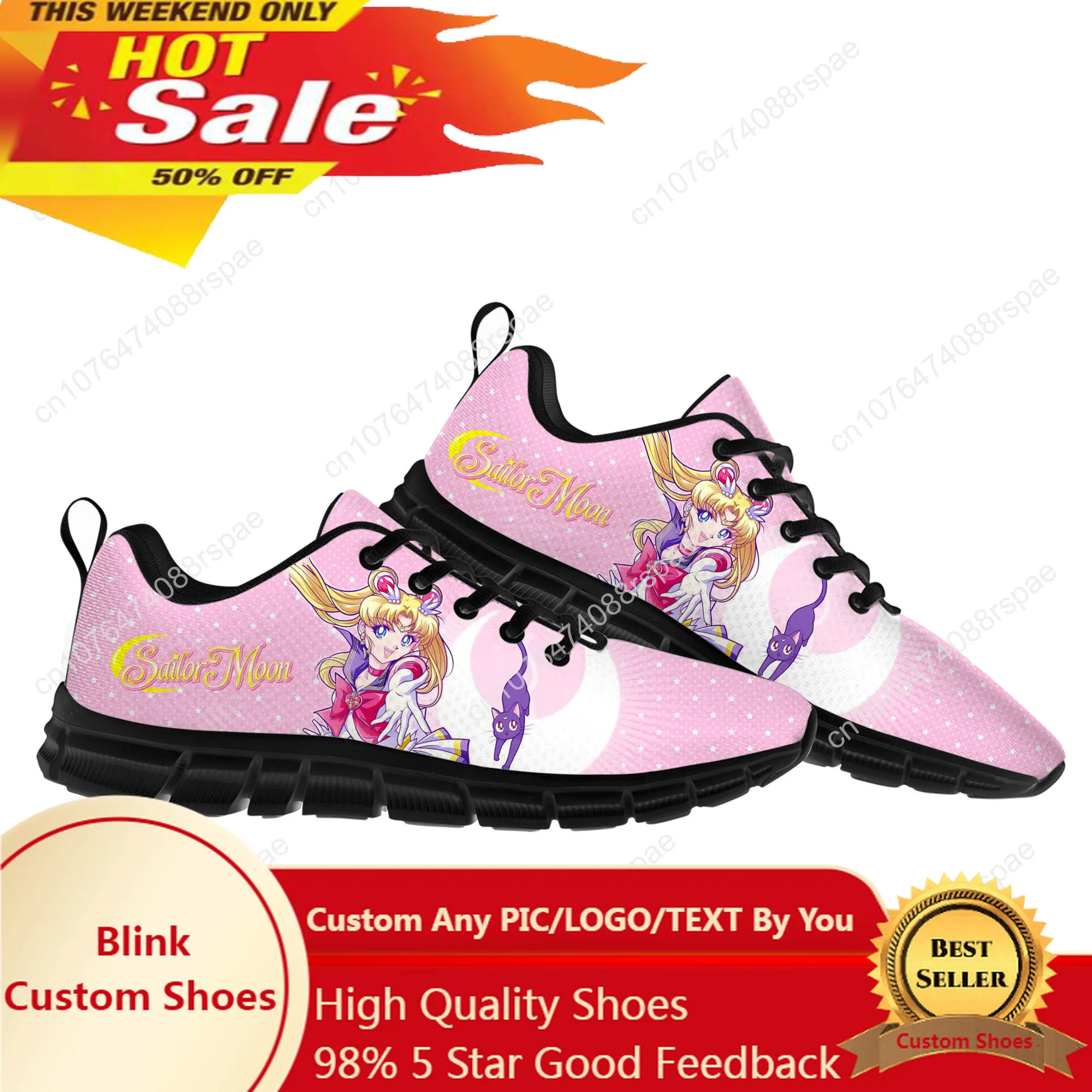 

Hot Anime Moon Manga Cartoon Sailor Sports Shoes Mens Womens Teenager Kids Children Sneakers Casual Custom Quality Couple Shoes