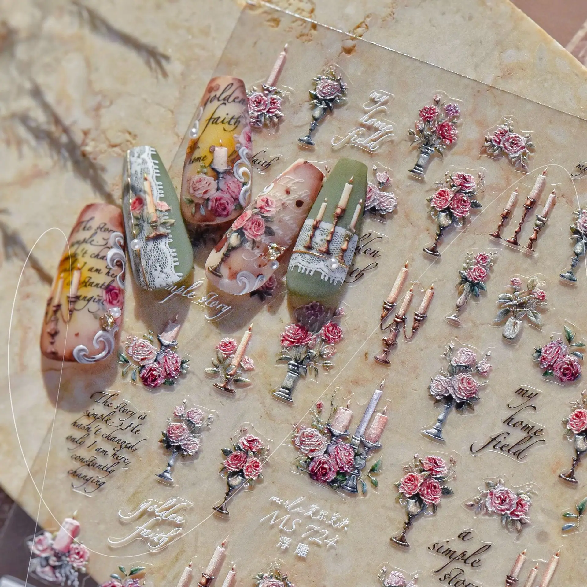 1 шт. красивая роза наклейка для дизайна ногтей изысканный цветок самоклеящаяся 5D