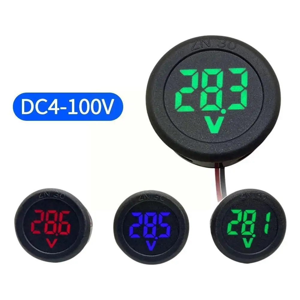 

DC 5-100V LED Digital Display Round Digital Voltmeter Voltmeter Voltage DC Pane Monitor Meter Current Tester Car Tester Two T8O2