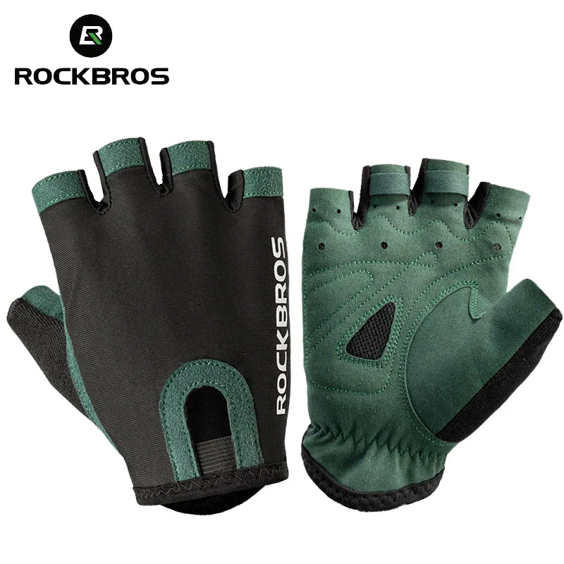 

ROCKBROS Новые дорожные велосипедные MTB перчатки из микрофибры износостойкие спортивные тренировочные перчатки без пальцев Велосипедное обор...