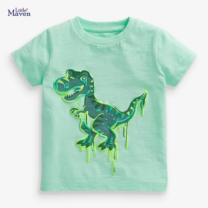 

Little Maven Children Summer Baby Girl Boutique Clothes Dinosaur Tops Brand Cotton Soft Cute T Shirt for Kids 2 3 4 5 6 7 Years