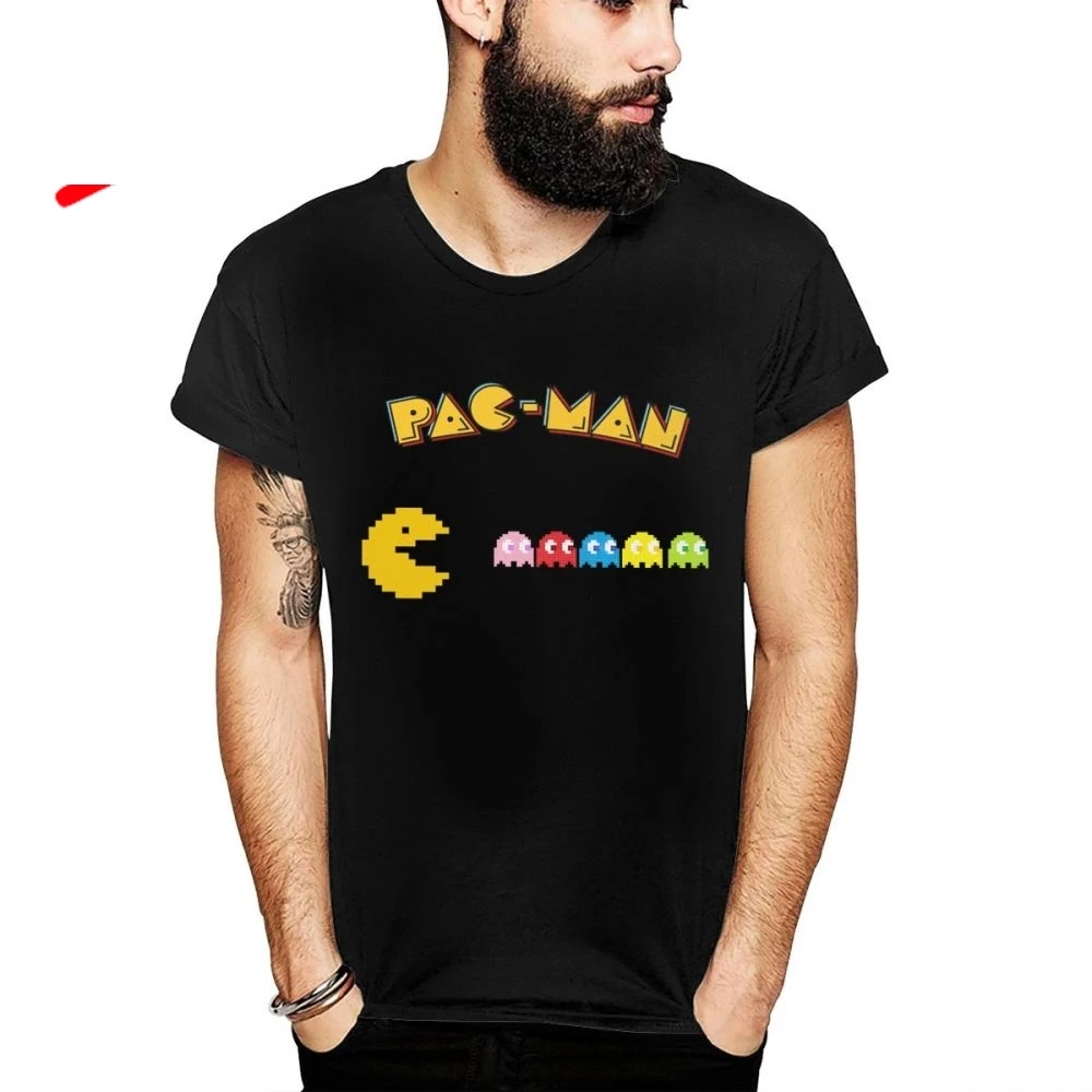 

Забавный дизайн ретро игра Pac-man 8 Bit Pac Man отличная хлопковая Футболка Винтажная футболка с круглым вырезом