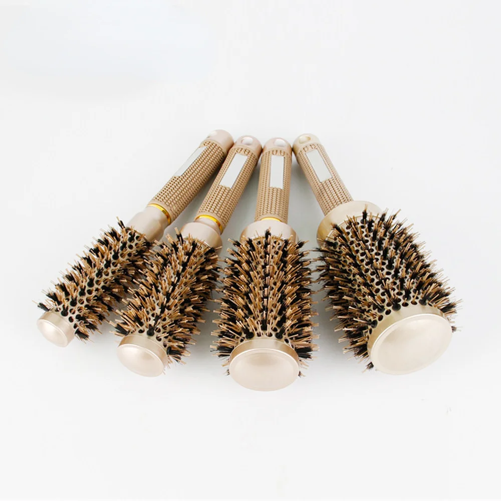 

Hair Styling Hair Brush Nylon Comb Cylinder Curly Hair Rolling Comb Thermal Aluminum Tube Round Barrel Hair Comb Salon Tool