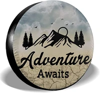 lobani adventure await camping camper spare tire cover protector weatherproof universal wheel tire cover for suv trailer truck