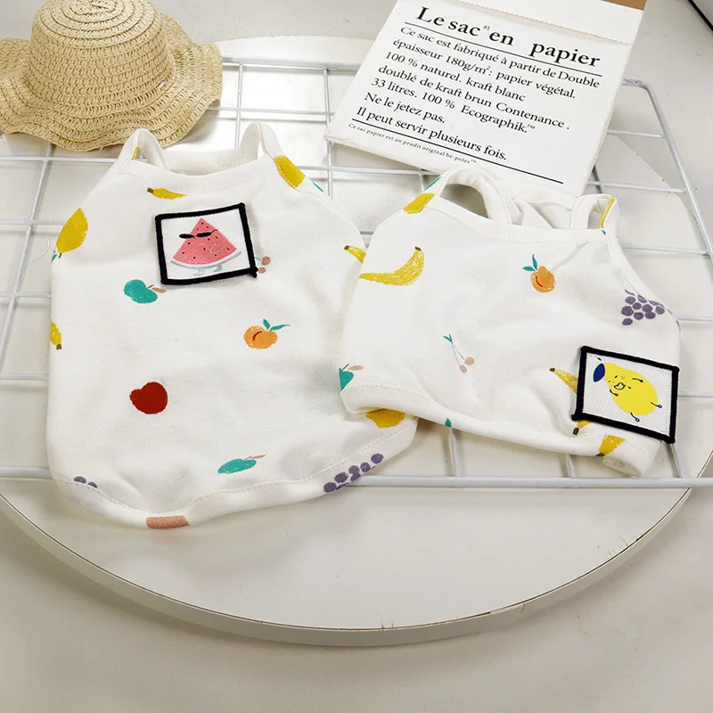 

Suspenders Vest Dog Clothing Fruit Print Dogs Clothes Small Pet Outfits Soft Sweet Spring Summer Kawaii Trendy Ropa Para Perro