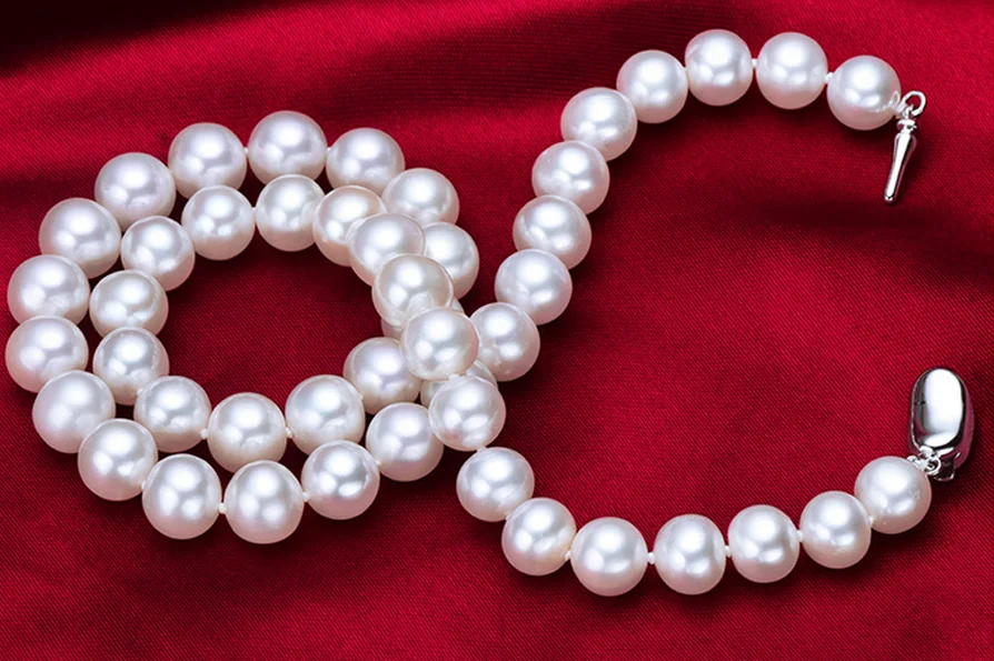 

9-10mm Genuine Round Freshwater Pearl Chain Necklace Engagement Fine Jewelr