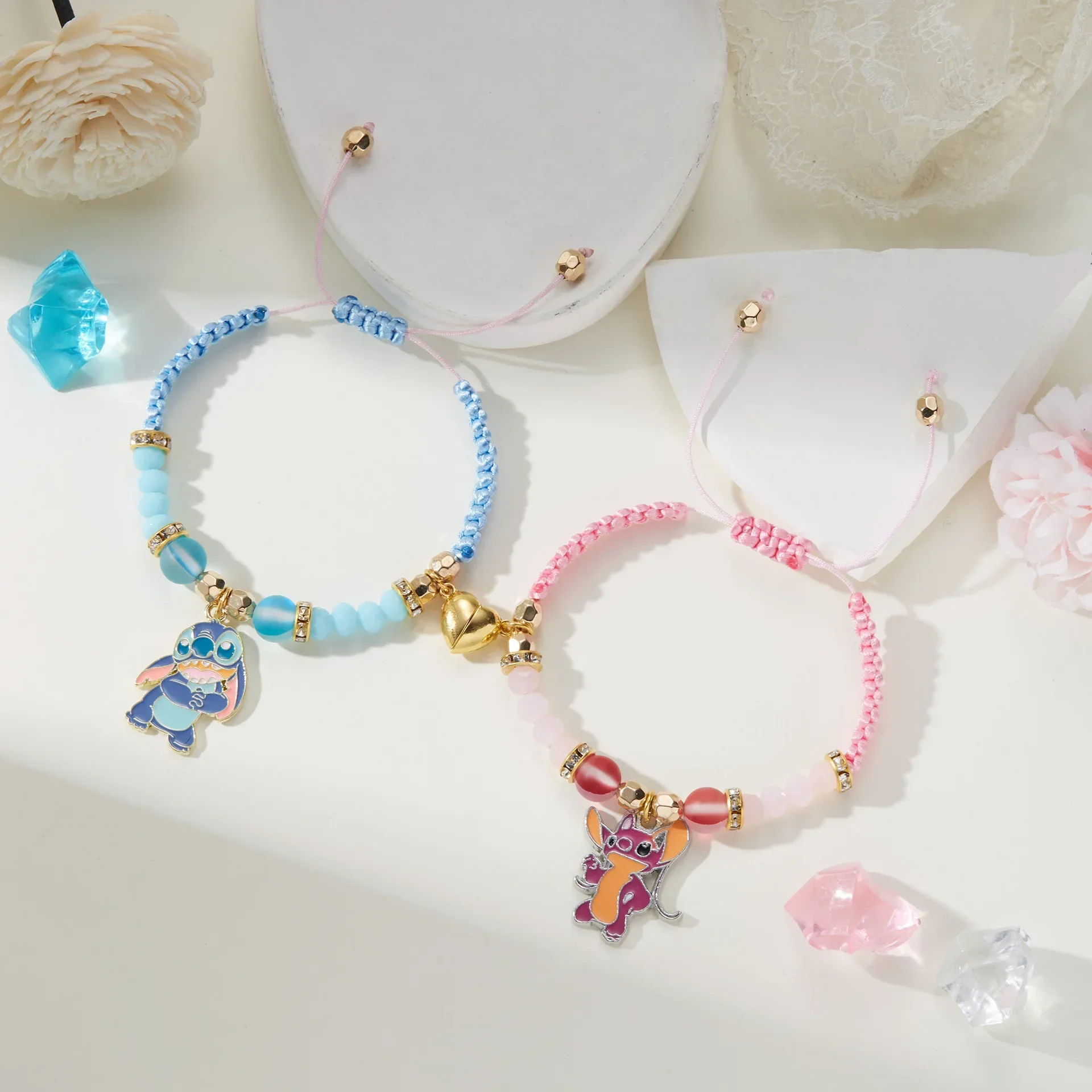 Набор браслетов с подвесками в стиле аниме Лило и Стич мультяшная фигурка любви