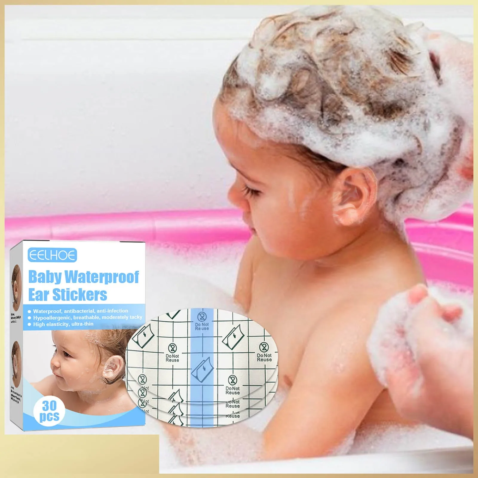 

Baby Waterproof Ear Stickers Bath Swimming Infant Newborn Ear Care Paste(Transparent ) Nursing Ear Patches Baby Supplies#40