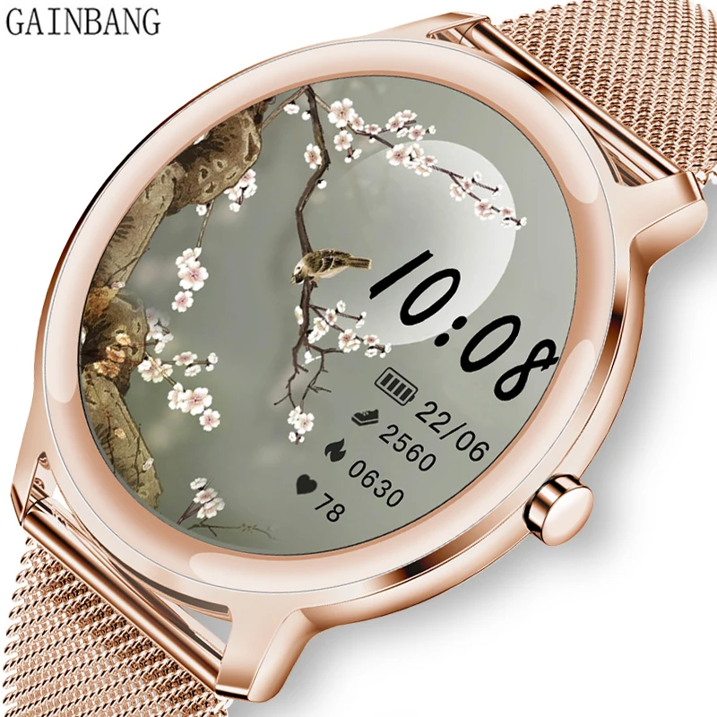 

GAINBANG Smart Watch Ladies Full Touch Screen Fitness Heart Rate Blood Pressure Monitor Waterproof Smartwatch For Android IOS