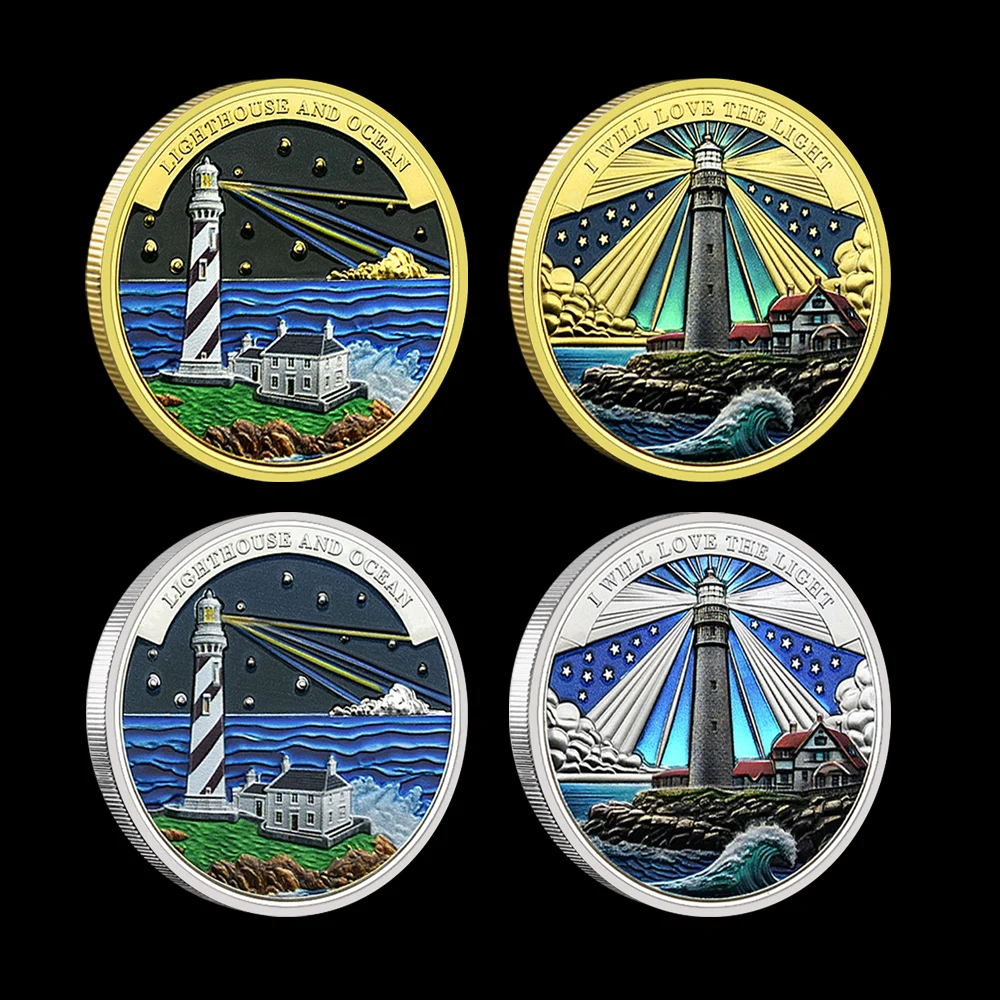 Юбилейная монета из цинкового сплава с изображением маяков океана металлическая