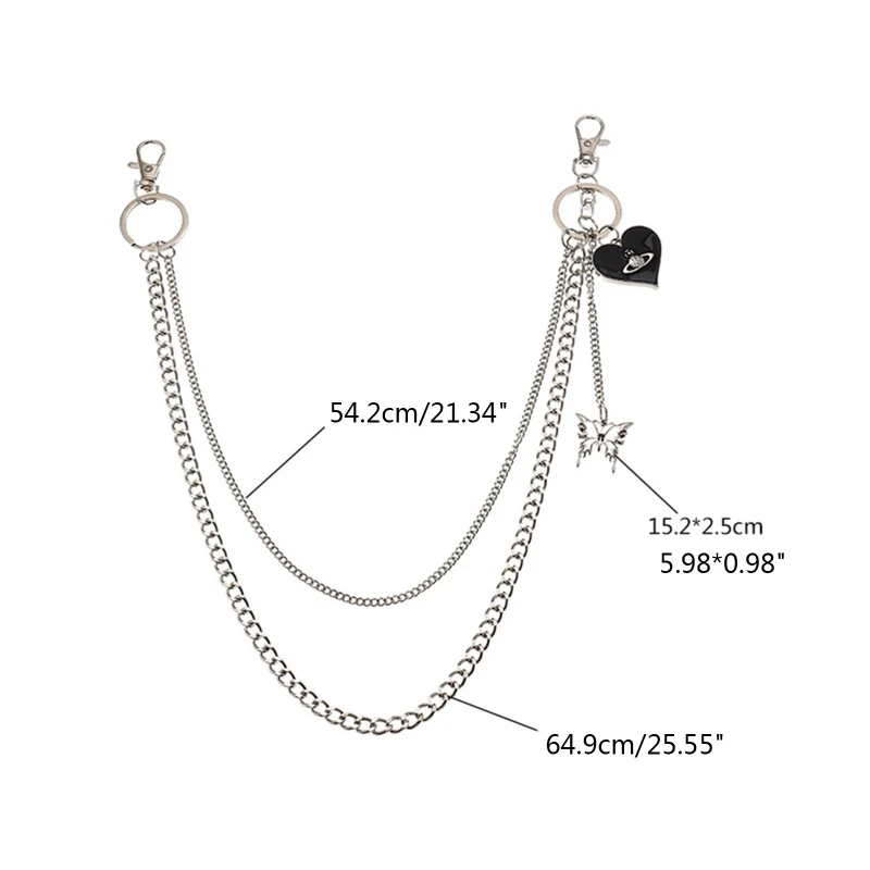 Цепочка для брюк с бабочкой в форме сердца бумажник цепочкой очаровательные