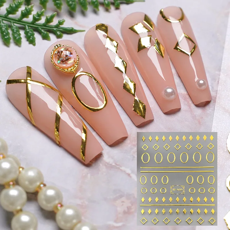 

Наклейки для ногтей, аксессуары, дизайнерские принадлежности, наклейки для украшения, наклейки для ногтей, бронзовое 3d-сердце