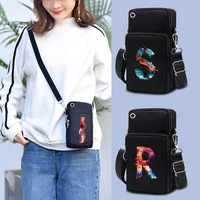cross body cell mobile phone pocket card purse small bag women shoulder pouch multi functional package with paint 26 letters