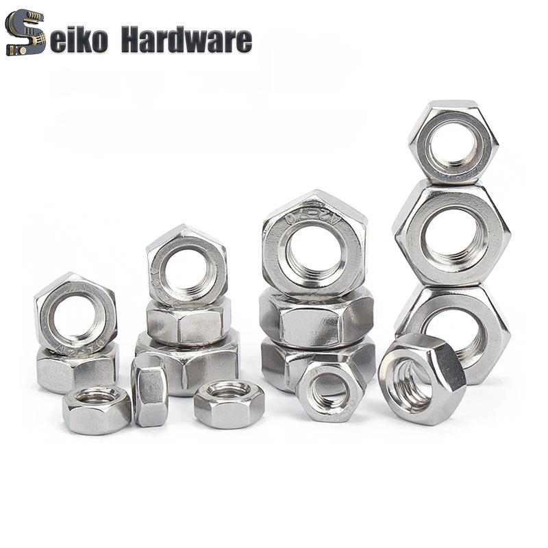 304 Шестигранная гайка DIN934 из нержавеющей стали M1 M1.2 M1.4 M1.6 M2 M2.5 M3 M3.5 M4 M5 M6 M8 M10 M12 M16 M20