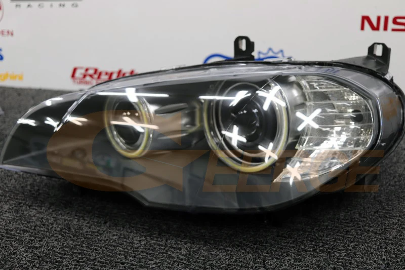 Фото Для BMW X5 E70 2007 2008 2009 2010 2011 2012 2013 DRL Отличный ультра-яркий комплект светодиодных кольцевых фонарей COB Angel Eyes. №3