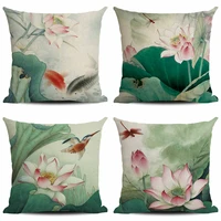 45cm linen lotus carp pillowcase sofa cushion cover home decoration can be customized for you throw pillow covers