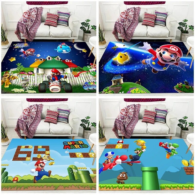 

Bedroom Entrance Doormat Mario Crystal Velvet Kitchen Mat Home Floor Decoration Living Room Anti-Skid Area Bathroom Mat